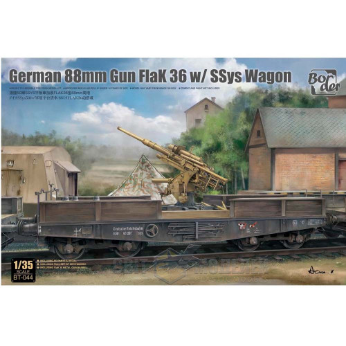 Німецька 88-мм гармата Flak 36 на залізничній платформі SSys 1/35 Border Model BT-044